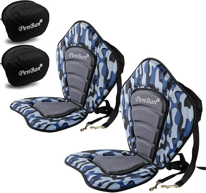 PenBan Universal Deluxe Kayak Seat Cushion with Storage Bag for Kayak,Padded Boat,SUP,Canoe,Fishing Boat,Seats with 4 Adju...