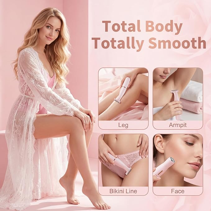 Bikini Trimmer for Women, IPX7 Waterproof Electric Razors for Women Full-Body, Rechargeable Painless Electric Shaver for Private Area, Cordless Epilator for Facial Hair Removal