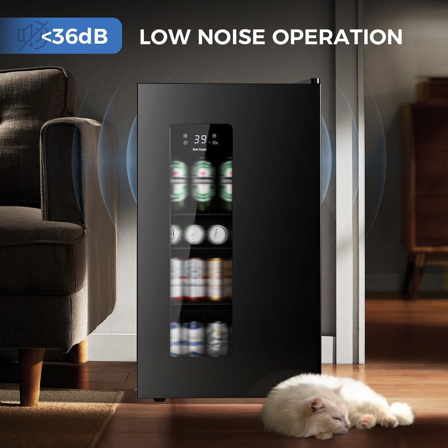 Kismile 3.2 Cu.Ft Beer Fridge, Auto Defrost Mini Fridge with Electronic Control, LCD Display and Adjustable Temperature for Home, Dorm, Office