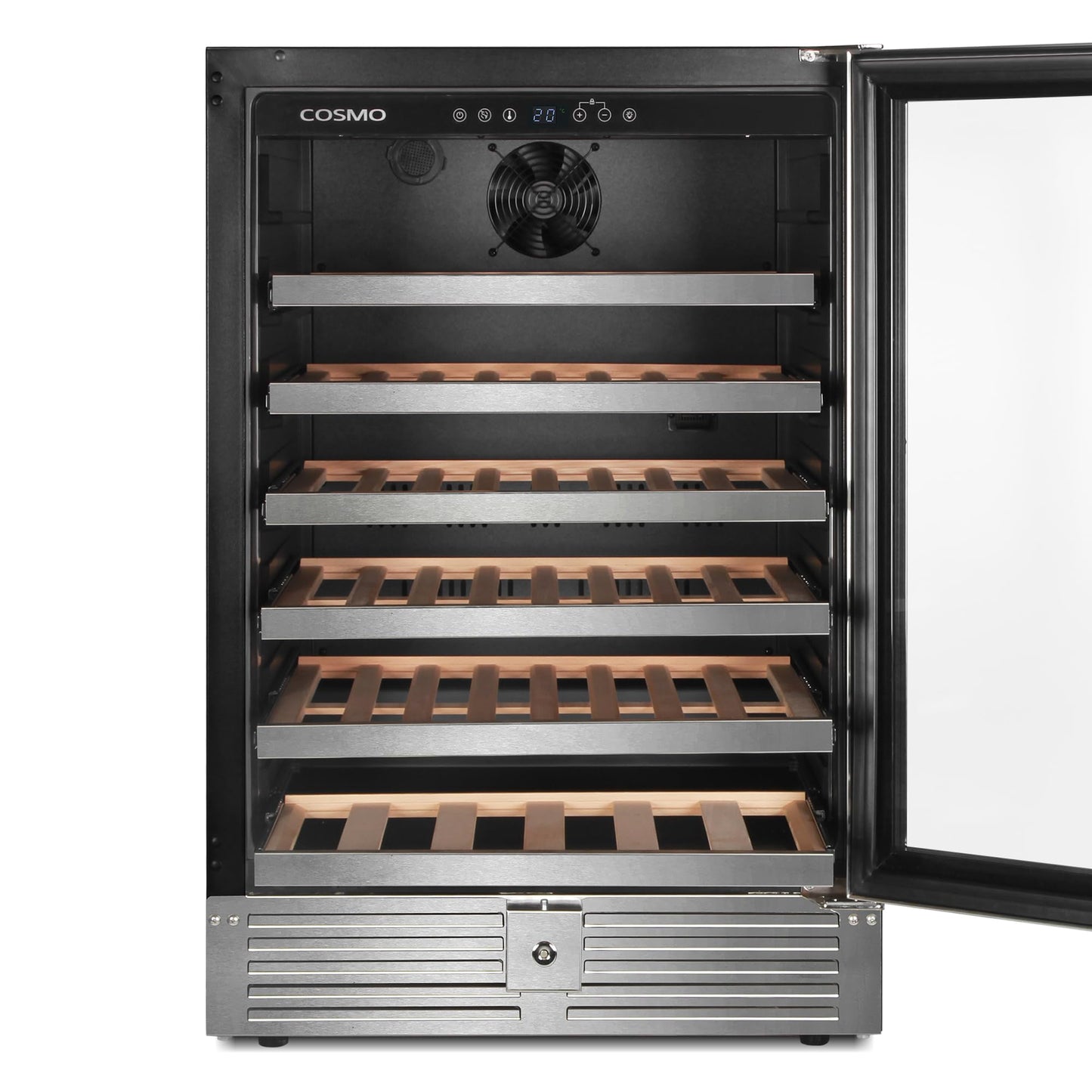 COSMO COS-24BIWCS Lumin Collection 24 in. 52-Bottle Single Zone Compressor Wine Cooler, Digital Controls, LED Lighting, Stainless Steel