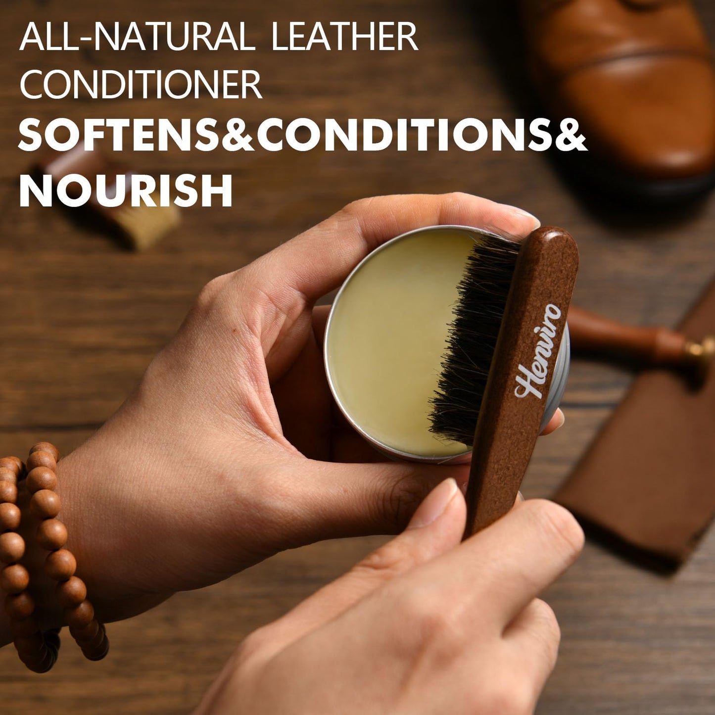Henviro Leather Shoe Polish Kit - Birthday Gifts for Men, Dad, Shoe Shine Kit, Leather Boot Care Kit, Mens Gifts Ideas