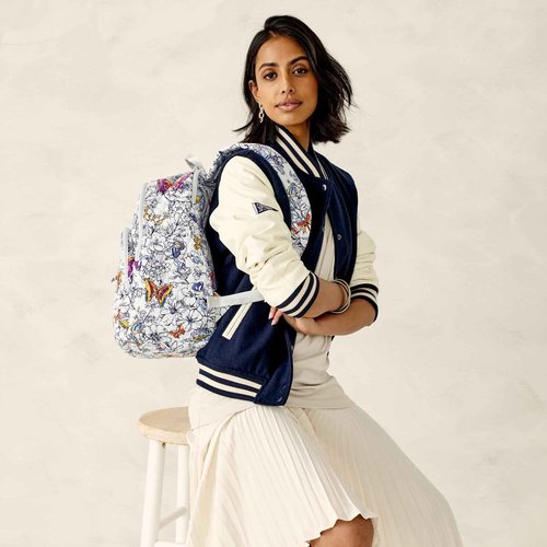 Vera Bradley Women's Bancroft Backpack - Premium Cotton, Wing + Bloom, One Size