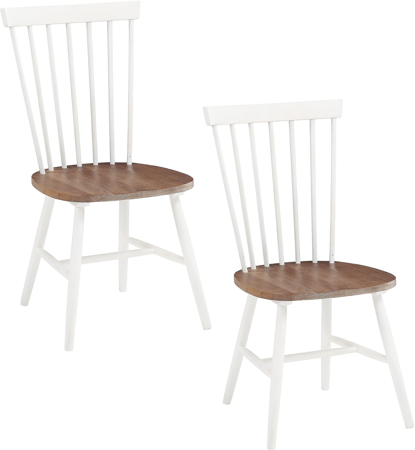 OSP Home Furnishings Eagle Ridge Traditional Windsor Style Solid Wood Dining Chairs 2-Pack, Cream