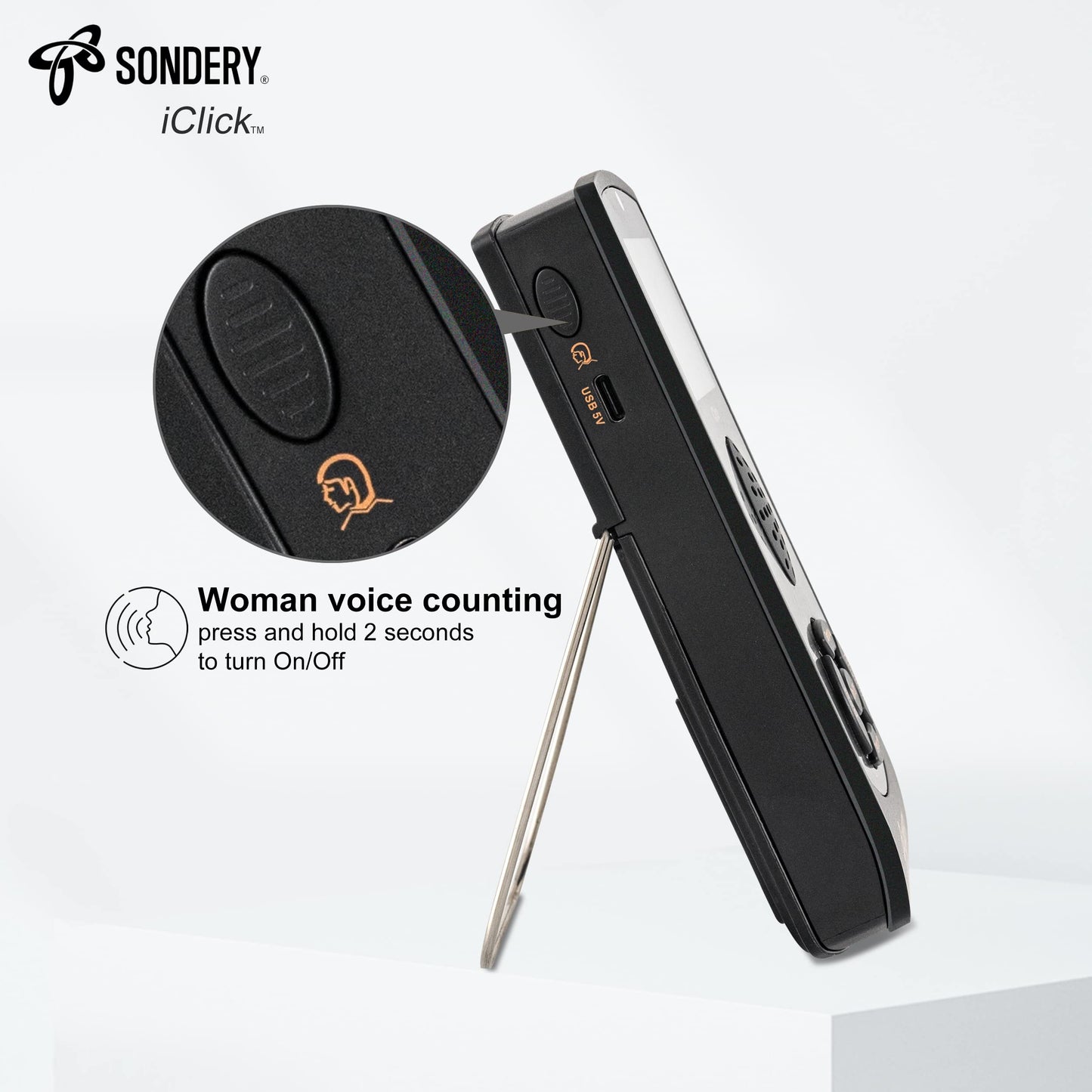 Sondery Digital Metronome For Guitar Piano Drum And All Instruments, Woman Vocal Counting Option, Direct Controls Via Buttons, E