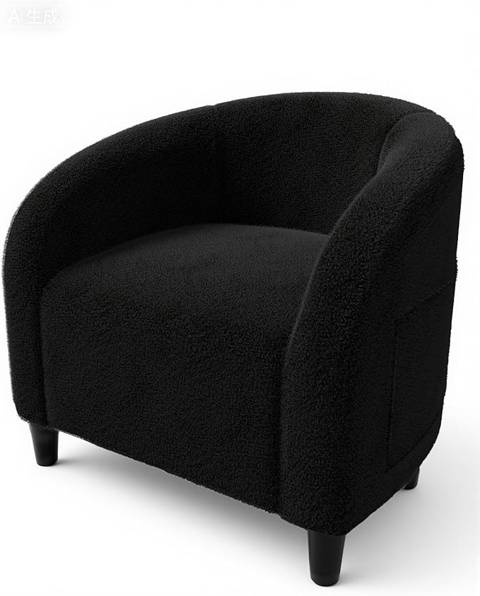 GarveeHome Accent Chair Living Room Chairs Barrel Boucle Chairs Comfy Armchairs for Bedroom Reading Room Reception Chairs(...