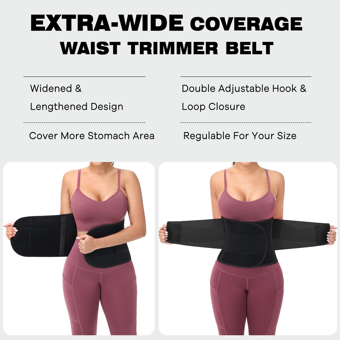 VENUZOR Waist Trainer Belt for Women - Waist Cincher Trimmer - Slimming Body Shaper Belt - Sport Girdle Belt (UP Graded)(Black,Large)