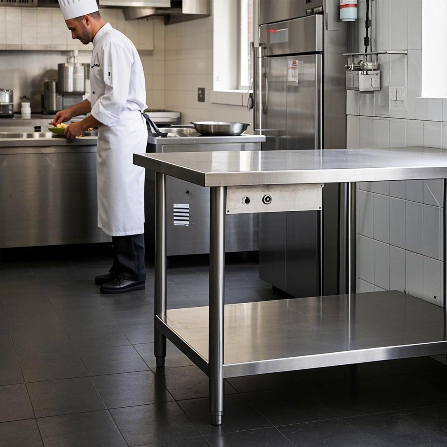 HXCFYP Stainless Steel Table Stainless Steel Table for Prep & Work 30 x 24 Inches with Backsplash and Knife Block for Restaurant, Home and Hotel