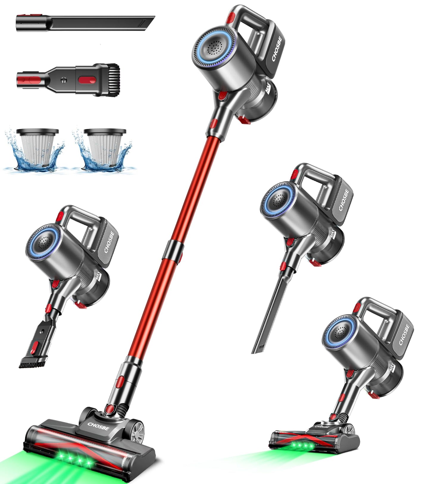 Chosbe Cordless Vacuum Cleaner, 500W/40Kpa Stick Vacuum With 45Mins Runtime, Self-Standing Vacuum Cleaners For Home, Anti-Tangle