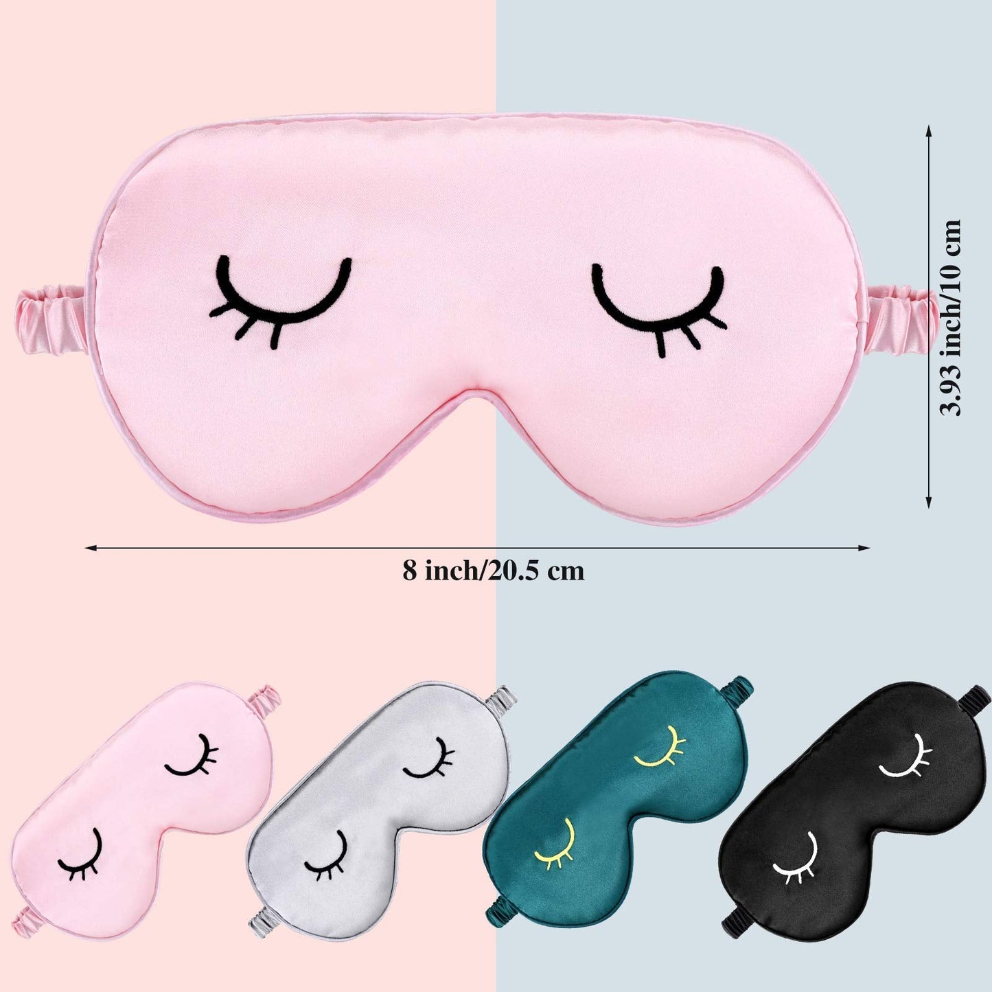4 Pieces Sleep Eye Masks Silk Sleep Eye Cover Cute Lightweight Adjustable Eyeshade Masks Satin Night Eyeshade Covers for Women Men Travel Nap