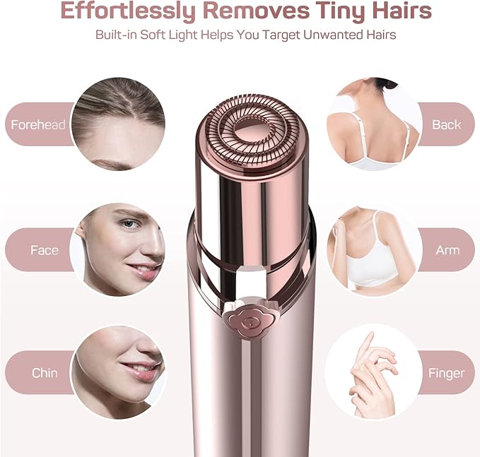 Facial Hair Removal for Women, Rechargeable Painless Facial Hair Remover for Face, Lip, Chin with a Velvet Bag