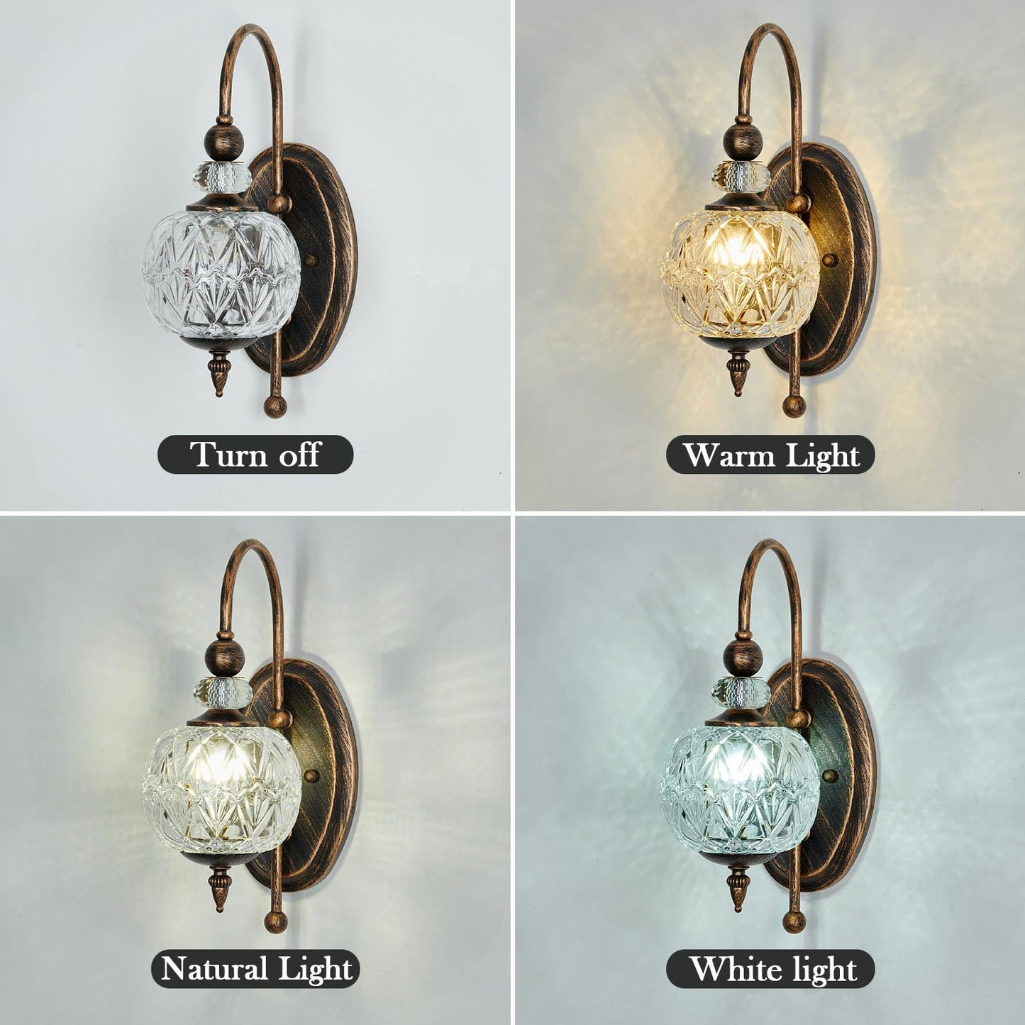 Piepooye Vintage Bronze Wall Sconce with Glass Globe Shade Mid Century G9 Bulb Wall Light Indoor Wall Lamp for Bathroom Farmhouse Bedroom Living Room Hallway