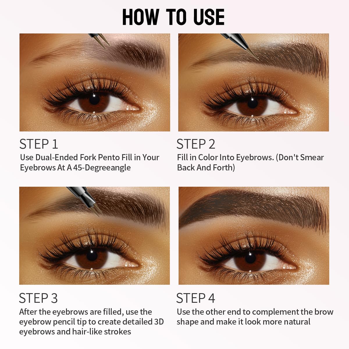 2 Pack Microblading Eyebrow Pencils for Women,2-in-1 Dual-Ended Eye Brow Pen with 2-Fork-Tip and Precise Brush-Tip, Waterproof Long Lasting Eyebrow Pen for Natural Hair-Like Brows(Dark Brown*2)
