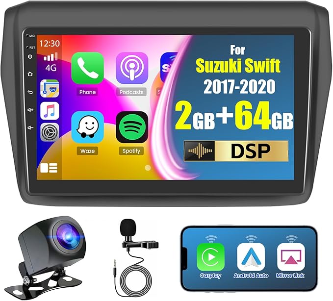 Hikity for Suzuki Swift 2017-2020 Android 15 Car Stereo, 2+64G 9 Inch Touchscreen Radio with Wireless Carplay, Android Aut...