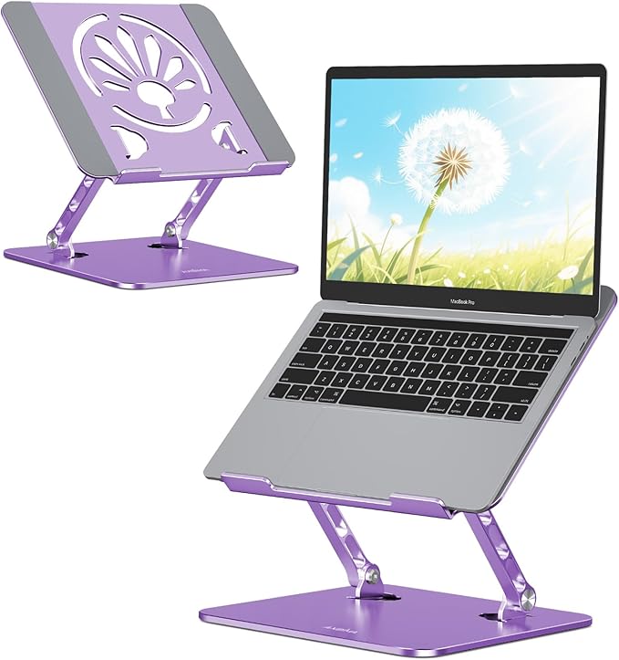 Axbima Aluminum Laptop Stand for Desk – Adjustable Ergonomic Laptop Riser, Foldable & Portable Holder Fit for MacBook & 10"-16" Laptops for Office, Home & Travel,Purple