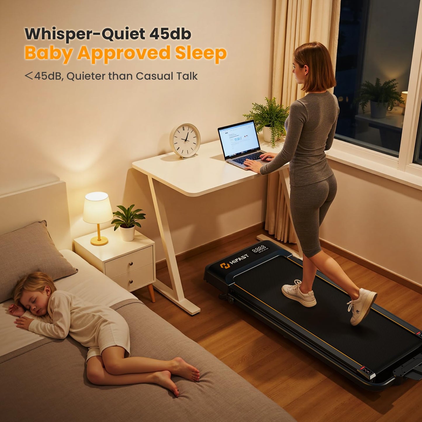 Hifast Walking Pad Treadmill, 3 in 1 Foldable Under Desk Treadmills for Home Office, Small Walking Pad with Incline Handle Bar, 300lbs Capacity 2.5HP Portable Running Machine with APP Remote Control