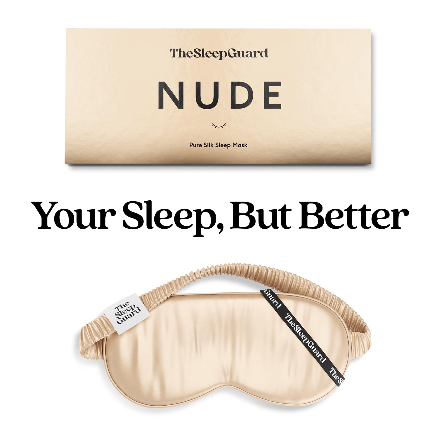 TheSleepGuard Pure Silk Sleep Mask [100% 6A Mulberry Silk, 22 Momme] Light Blocking Travel Essentials. Eye Masks for Sleeping. Black Oeko-Tex Blindfold. Eye Covers for Men & Women