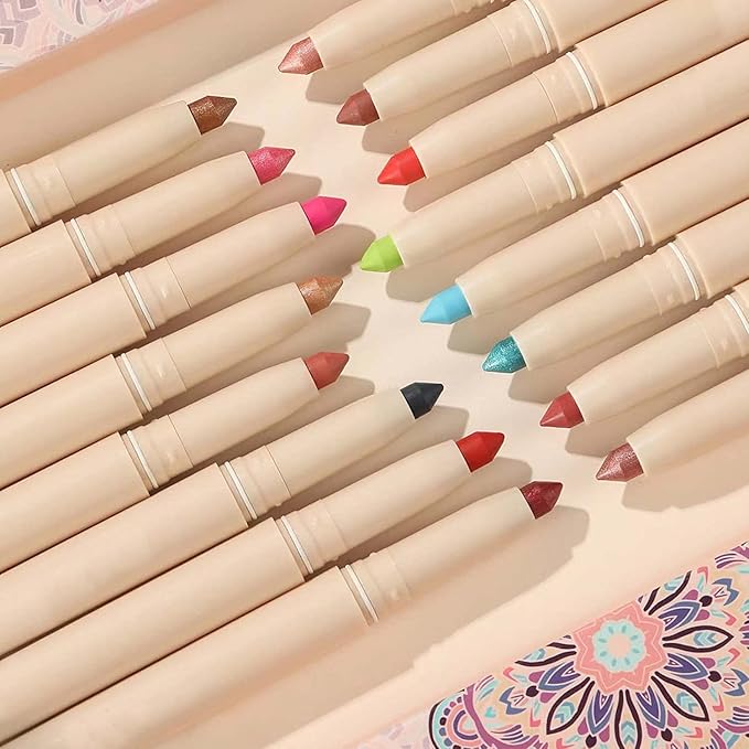 Eyeshadow Pencil Makeup, Waterproof Hypoallergenic Long Lasting Crayon, Highlighter Matte Cream Eye Shadow Stick, Glitter Primer Palette Shimmer Eyeliner Pen, Cocoa Matte