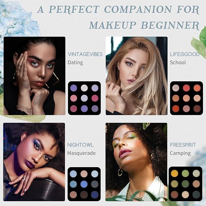 Color Nymph Makeup Palettes Makeup kits for Girls Any Ages, Teens Makeup Set for Beginner with Reusable Handbag, Eyeshadow Palette with Blushes Bronzer Highlighter Lipgloss Lip Oil Sharpener