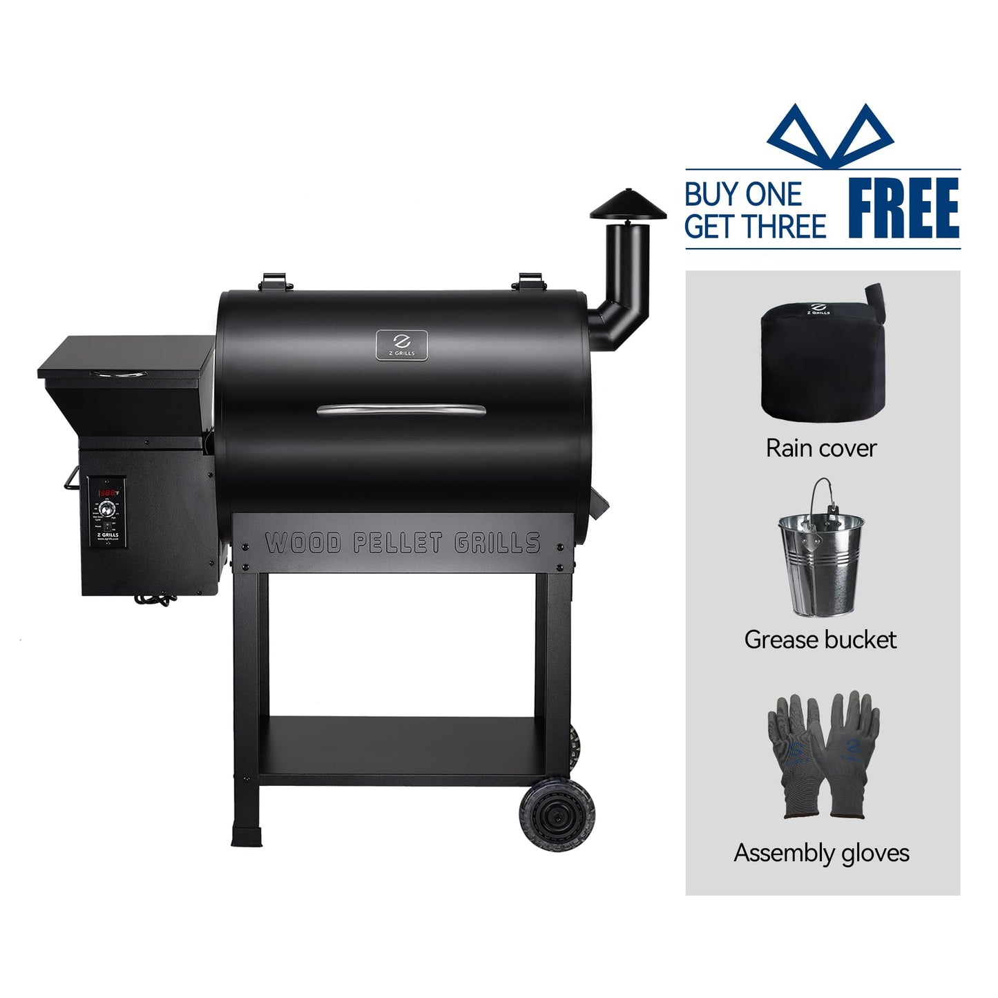 Z GRILLS Pellet Smoker Grill with PID Control, Rain Cover, 700 sq. in Cooking Area for Outdoor BBQ, ZPG-7002B