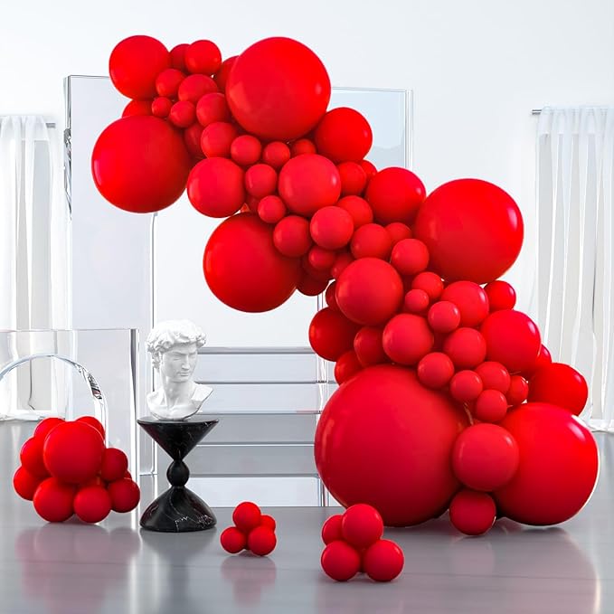 PartyWoo Red Balloons 127pcs Different Sizes of 36 18 12 10 5 Inch Red Balloon Arch Kit Garland for Birthday Graduation Ba...