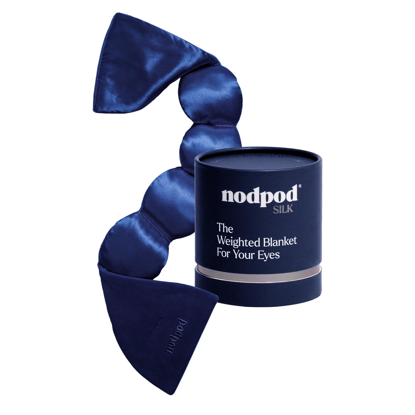 Nodpod Mineralized Silk Gentle Pressure Sleep Mask - Strap-Free, Light-Blocking Design for Sleep, Travel & Relaxation - Weighted Eye Pillow, Machine Washable (Sapphire)