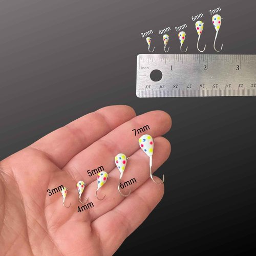 Reaction Tackle Tungsten Ice Jig 6mm - Variety kit 40pcs with Long Shank Hook