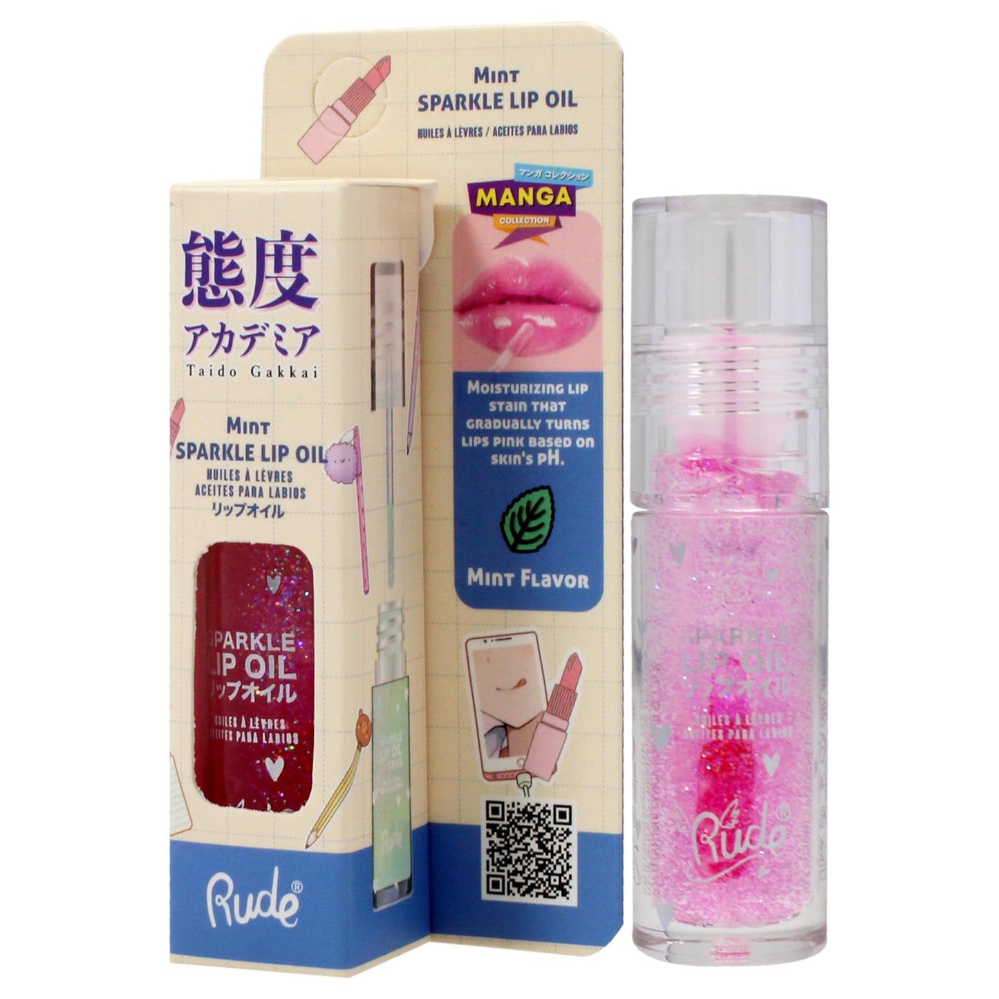 Manga Collection Manga Sparkle Lip Oil - Mint by Rude Cosmetics for Women
