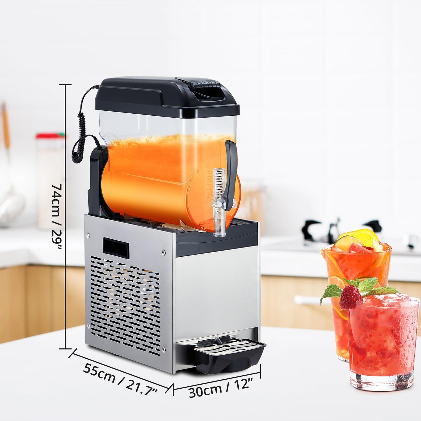 Commercial Slushie Machine - 15L*2 Dual Tank & Triple-Tank Available, Stainless Steel, Self-Cleaning & High-Speed Mixing, Perfect for Frozen Drinks, Margaritas, Coffee, Cocktails, Home, Bars,Black