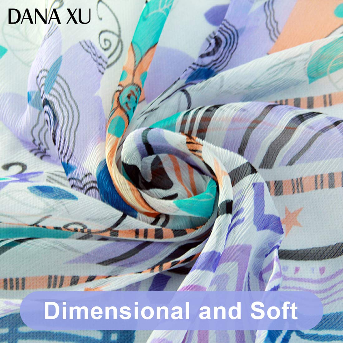 DANA XU 100% Pure Silk Large Size Georgette Crinkle Women Summer Shawls and Wraps for weddings