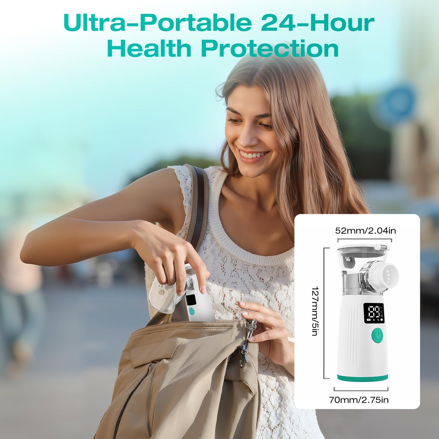 Portable Nebulizer, Mesh Nebulizer for Adults and Kids with Smart LED Display, 3 Modes & Auto-Cleaning for Home and Travel Use