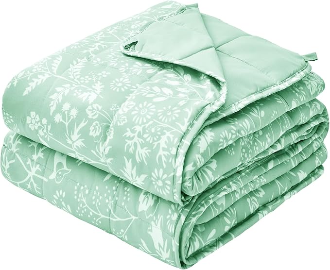 yescool Weighted Blanket for Adults (15 lbs, 48" x 72", Cerulean) Cooling Heavy Blanket for Sleeping Perfect for 140-160 lbs, Twin Size Breathable Blanket with Premium Glass Bead, Machine Washable