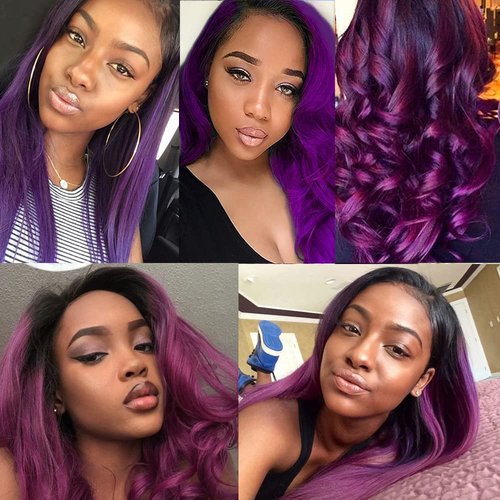 Habiliana Bundles Human Hair 18 20 22 Inch Body Wave T1B Purple Human Hair Bundles 11A Unprocessed Brazilian Virgin Quick Weave Hair Extensions for Black Women