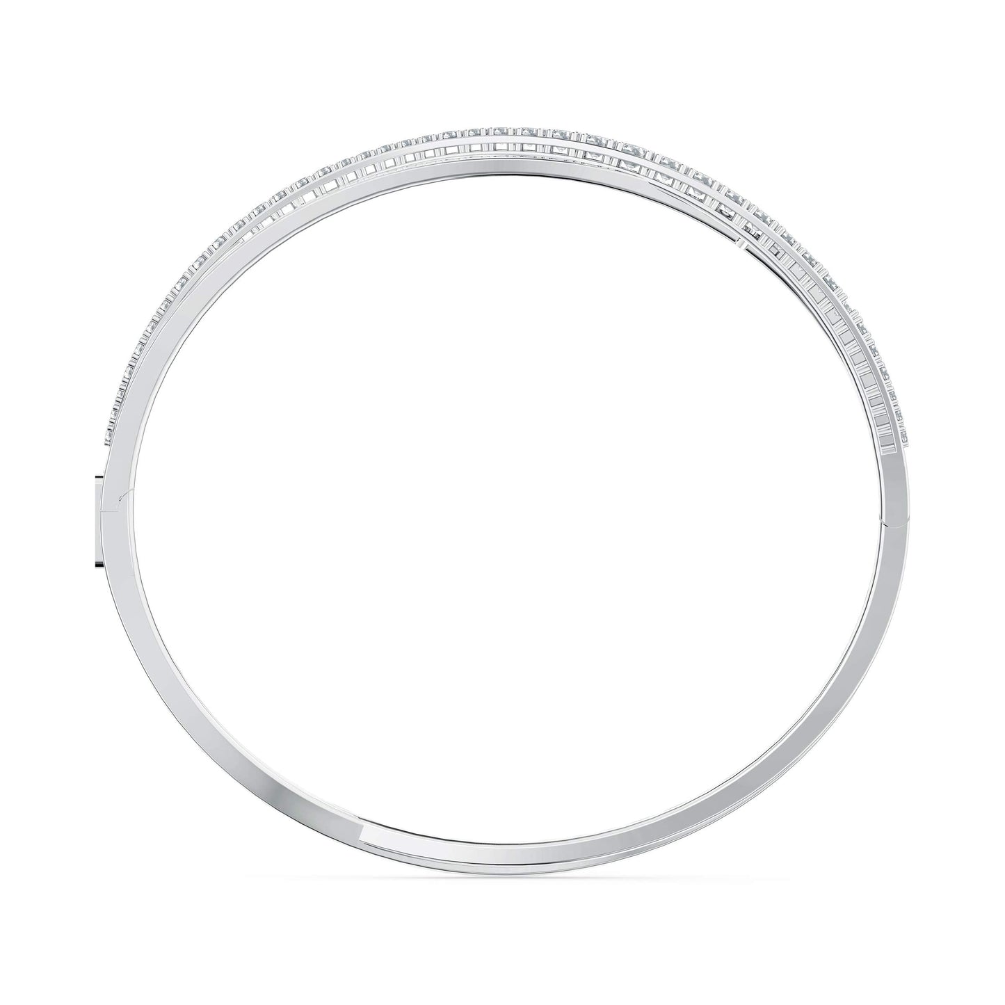 Swarovski Hyperbola Women's Bangle Bracelet with Clear Crystals on a Rhodium Finished Setting, Size S