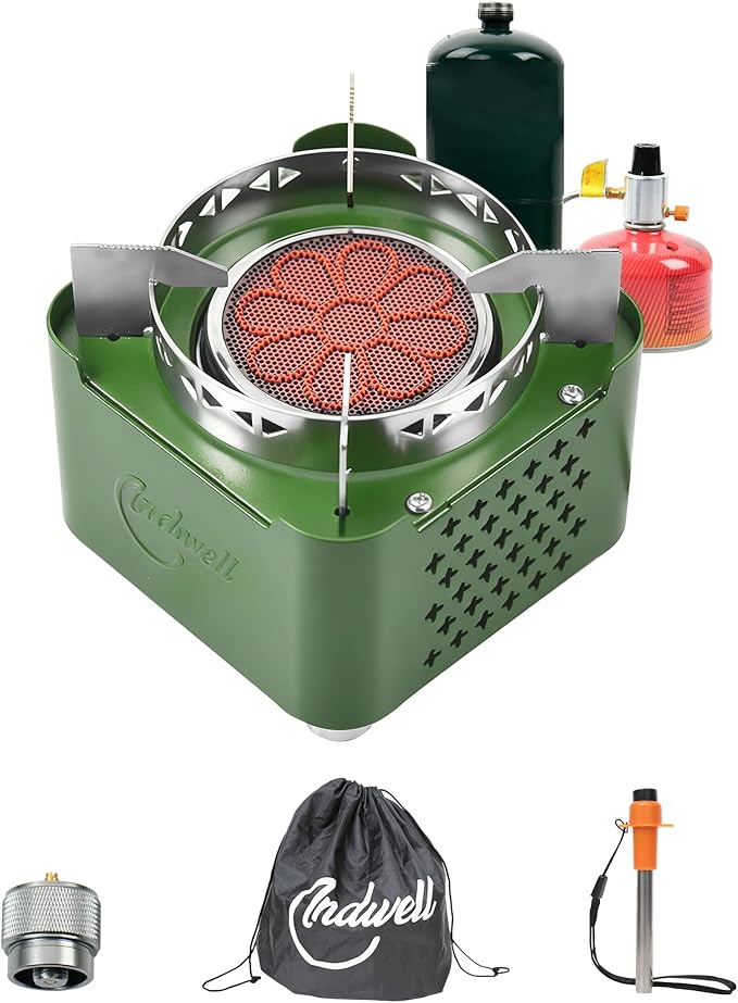 Indwell Camping Stove Windproof Infrared Single Burner Portable Propane Butane Stove with Piezo Ignition Perfect for Campi...