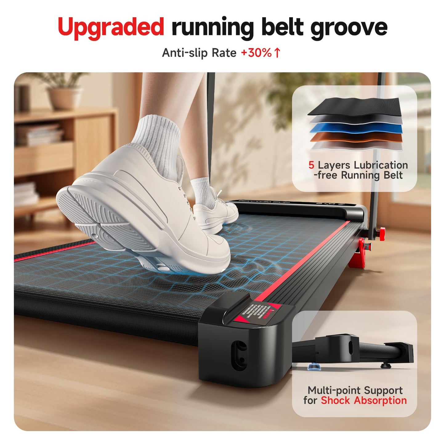 RHYTHM FUN Incline Foldable Treadmill, Walking Pad Treadmill with Incline, 300 lbs Portable Treadmills with Handles for Home Office Use, Under Desk Compact Walking pad with LED Display & APP