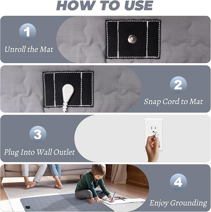 Grounding Mat, 35x50 Inch, Cotton Grounding Pad with Silver Fiber, Grounding Mat for Bed, Improves Sleep Wellness, Gray