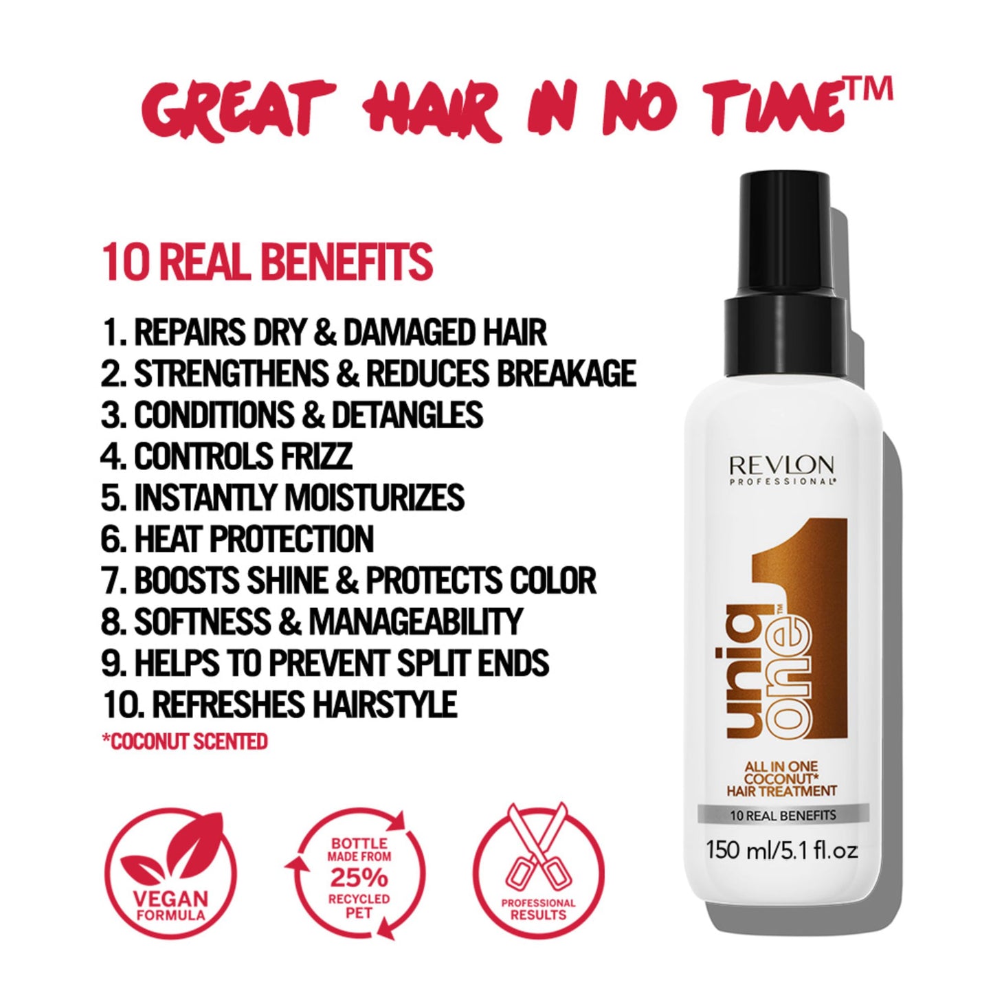 REVLON PROFESSIONAL UniqOne Hair Treatment, Moisturizing Leave-In Product, Repair For Dry and Damaged Hair, Promotes Healthy Hai