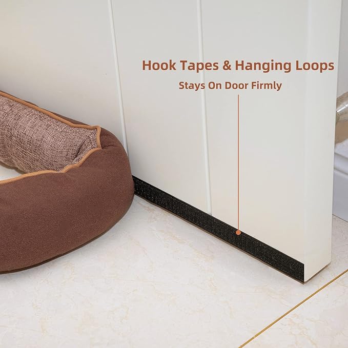 Marwood Under Door Draft Stopper 42 inch Wind Stopper for Door & Window, Weighted French Air Draft Stopper Front Door Snake Noise Blocker for Bottom of Door with Hanging Loops - Brown