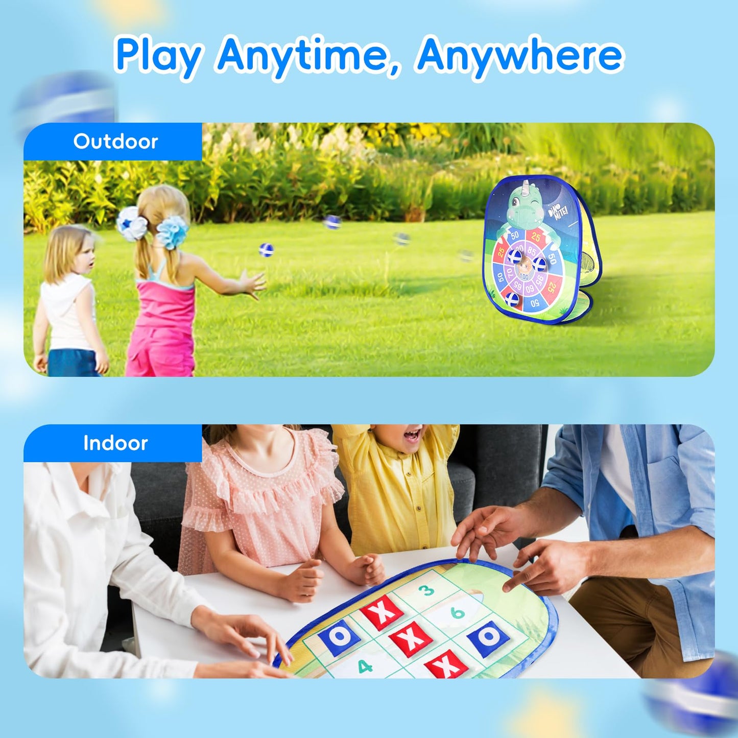 Bean Bag Toss Game for Kids - 5IN1 Kid Cornhole Toys Set, Over 3 Years Toddlers Children Outdoor/Indoor/Backyard Throwing Toy to Boys Girls Birthday/Family Party/Christmas/Easter Gift, Dinosaur