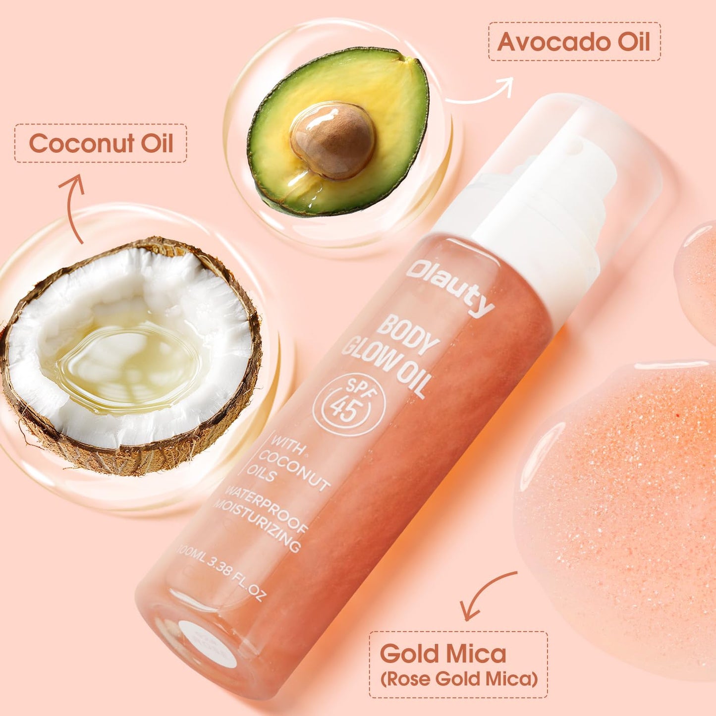 Body Glow Oil, SPF 45 Broad Spectrum, Sunscreen Body Oil for Women, Lightweight Glow Moisturizer with Sun Protection and Moistur