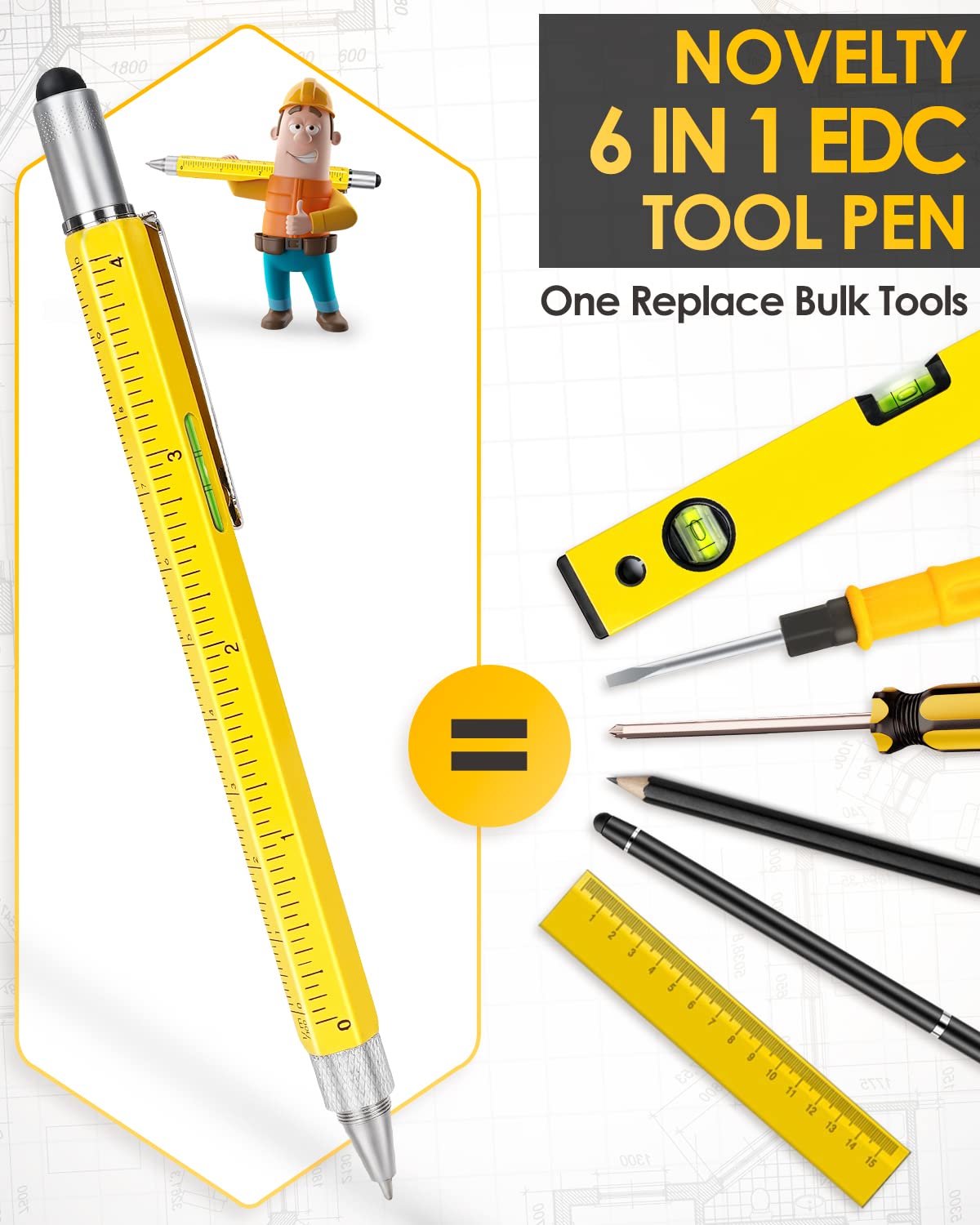 Gifts for Men Multitool Pen, Stocking Stuffers for Men Women, Unique Christmas Gifts for Men Him Gadgets for Men, Birthday Gifts for Dad Hunsband Adult Engineer Woodworker Carpenter Construction Tools