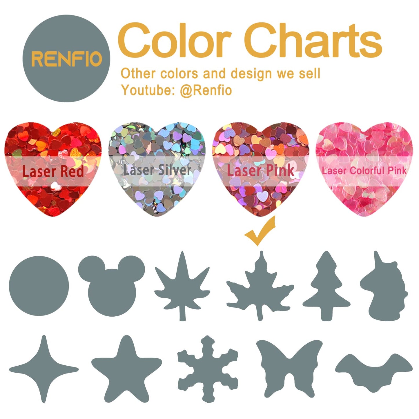 Renfio 1.75 Oz 50g Holographic Loving Heart Shape Shiny Glitter Love Confetti Sequin Glitters Resin Sparkle Chunky Sequins for D