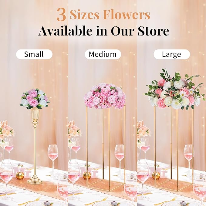 NUPTIO Flower Centerpieces for Wedding Tables: 6 Pcs Pink & White Artificial Flower Ball Arrangement for Weddings Party - Fake Floral Rose for Birthday Bridal Shower Decorations