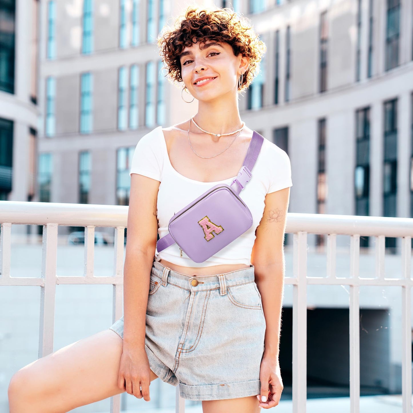 Birthday Gifts for Girls, 4 5 6 7 8 9 10 11 12 13 14 Year Old Girl Gifts for Teens Kids Daughter Sister Her, Cute Initial Fanny Pack Belt Bag Crossbody Bag Trendy Stuff for Girls Teen (Purple, A)