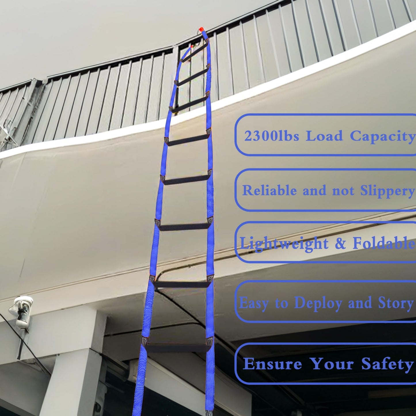 Emergency Fire Escape Ladder 32.8 Feet Portable Safety Rope Ladder Emergency Escape Ladders for 2-3 Story Homes for Windows, Balconies, and Sailboats, Kayaks, Etc