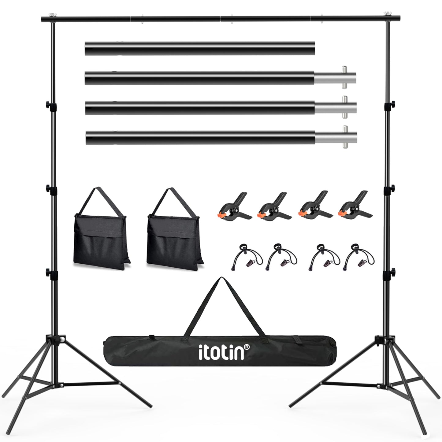 Backdrop Stand for Photography 9ft x 10ft Heavy Duty Photo Background Stands Support Kit with Carry Bag for Photo Studio, Photoshoot, Parties, Photographic Equipments
