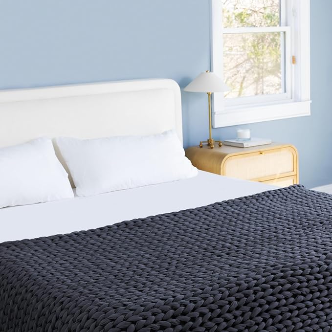 Bearaby Heavy Weight Weighted Ocean Polyfill Hugger Blanket (Asteroid Grey, 20 lbs.)
