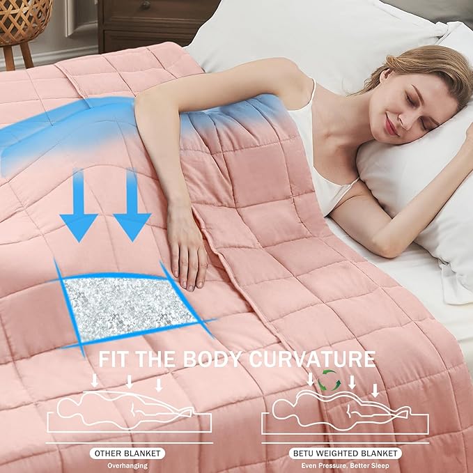 Pink Weighted Blanket for Adults 20lbs, 48"x72", Twin Full Size Cooling Heavy Throw Blanket for 130-220lbs, Microfiber Soft Thick Big Blankets Weighted Comforter Gift for Sleeping