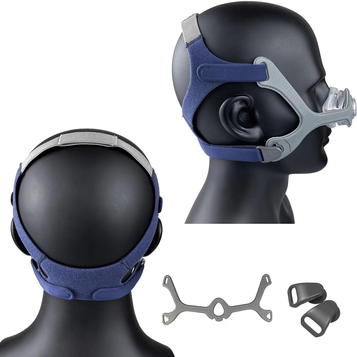 Wisp CPAP Mask Headgear Strap with Fabric Frame and Magnetic Clips Replacement Supplies Compatible with Respironics Wisp Nasal CPAP/BiPAP Mask (Standard Size, Blue)