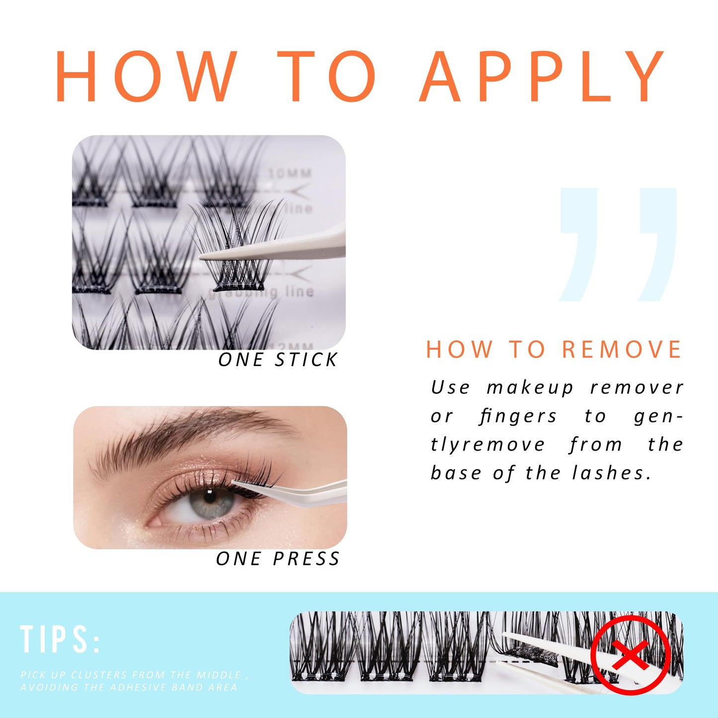 Self Adhesive Eyelashes - EHSZM BEAUTY POP-PRESS No Glue Lash Clusters | 3s Easy Apply, 24H Hold No Plastic Feeling/Damage, Natu